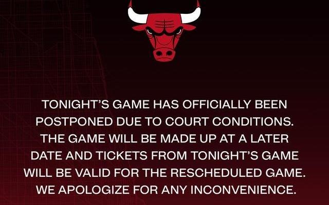 公牛官方：由于场地状况原因对阵热火