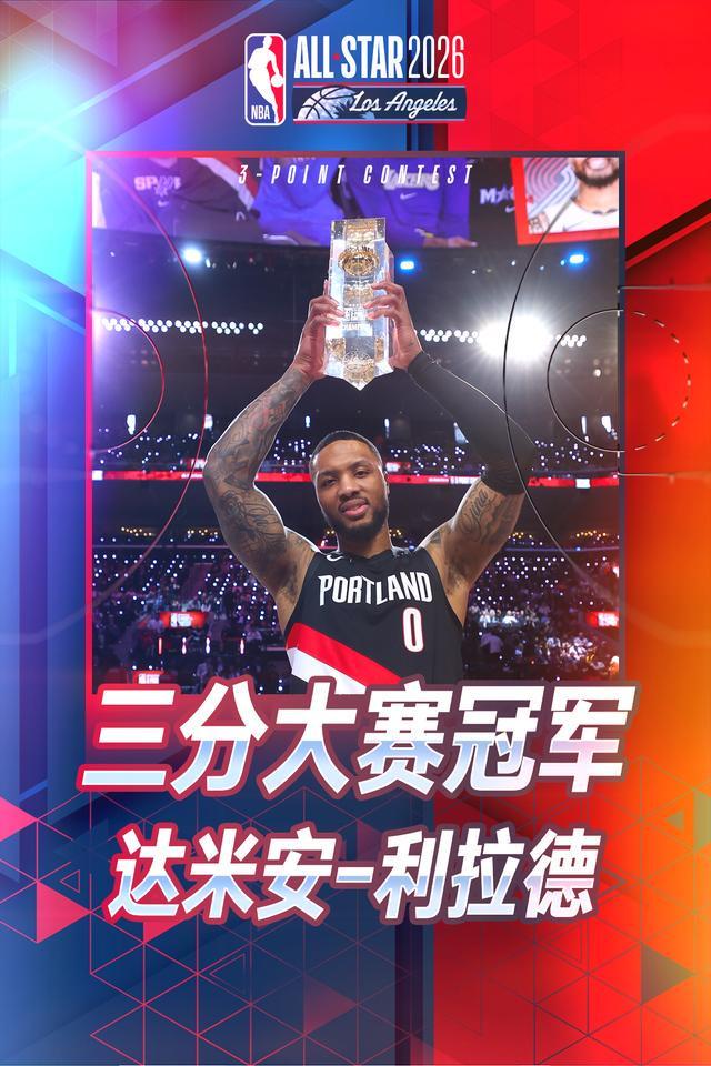 联盟历史第三人！利拉德三次夺得三分