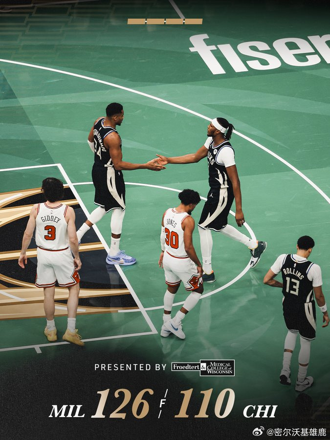 字母哥41+15+9雄鹿大胜公牛杯赛跨