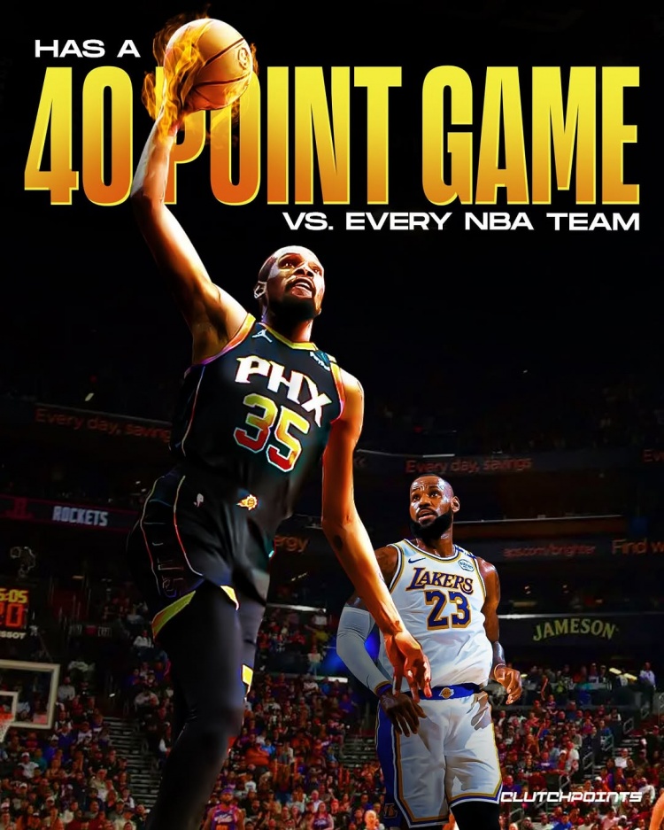 杜兰特面对NBA每支球队皆砍40+历史