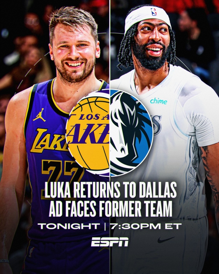 湖人大战独行侠NBA官方晒大交易核心东契奇和浓眉海报预热！