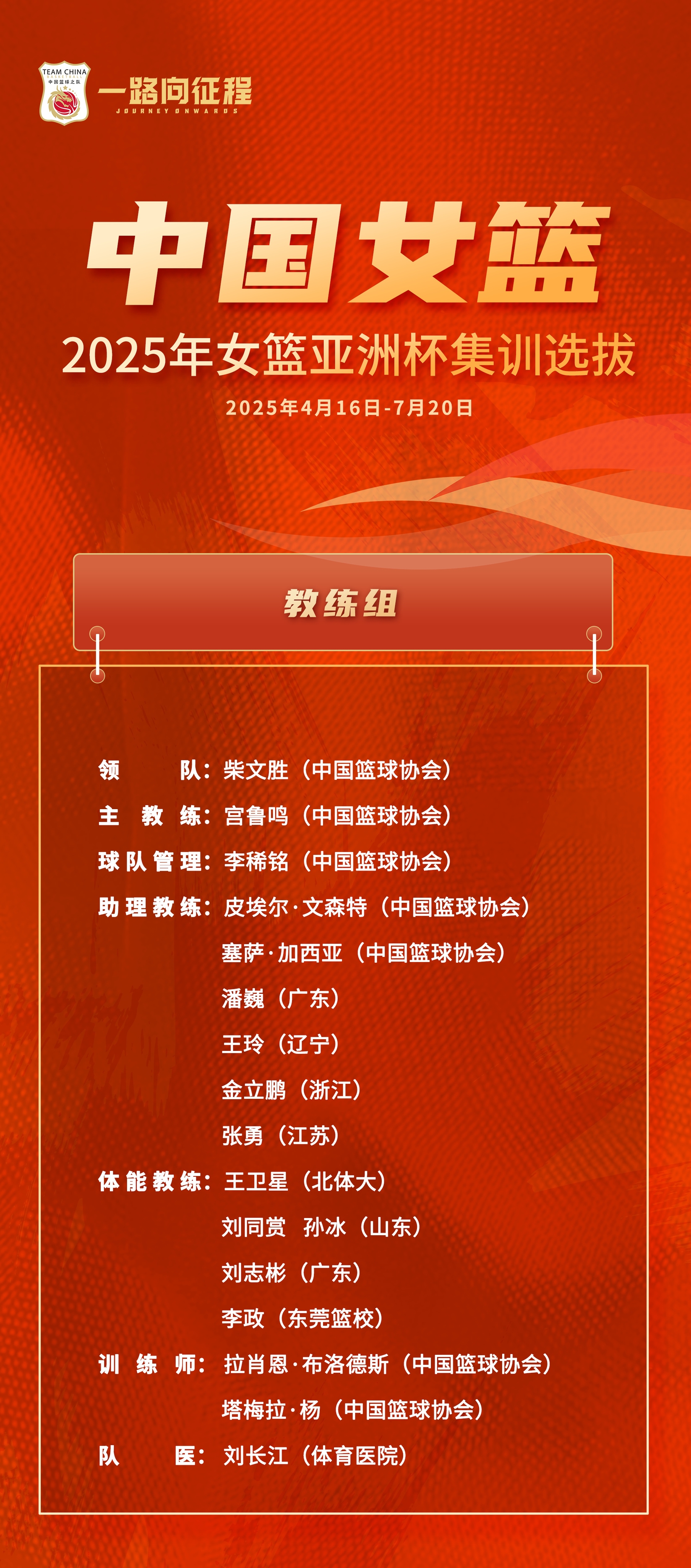 女篮亚洲杯集训名单：东莞&四川主力在列小宝&张子宇&邓雨婷入选