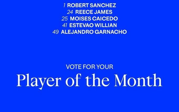 蓝军月最佳候选：桑切斯、詹姆斯、凯