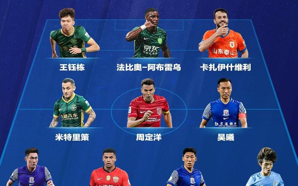 懂球帝2025赛季中超最佳阵容：瓦科法