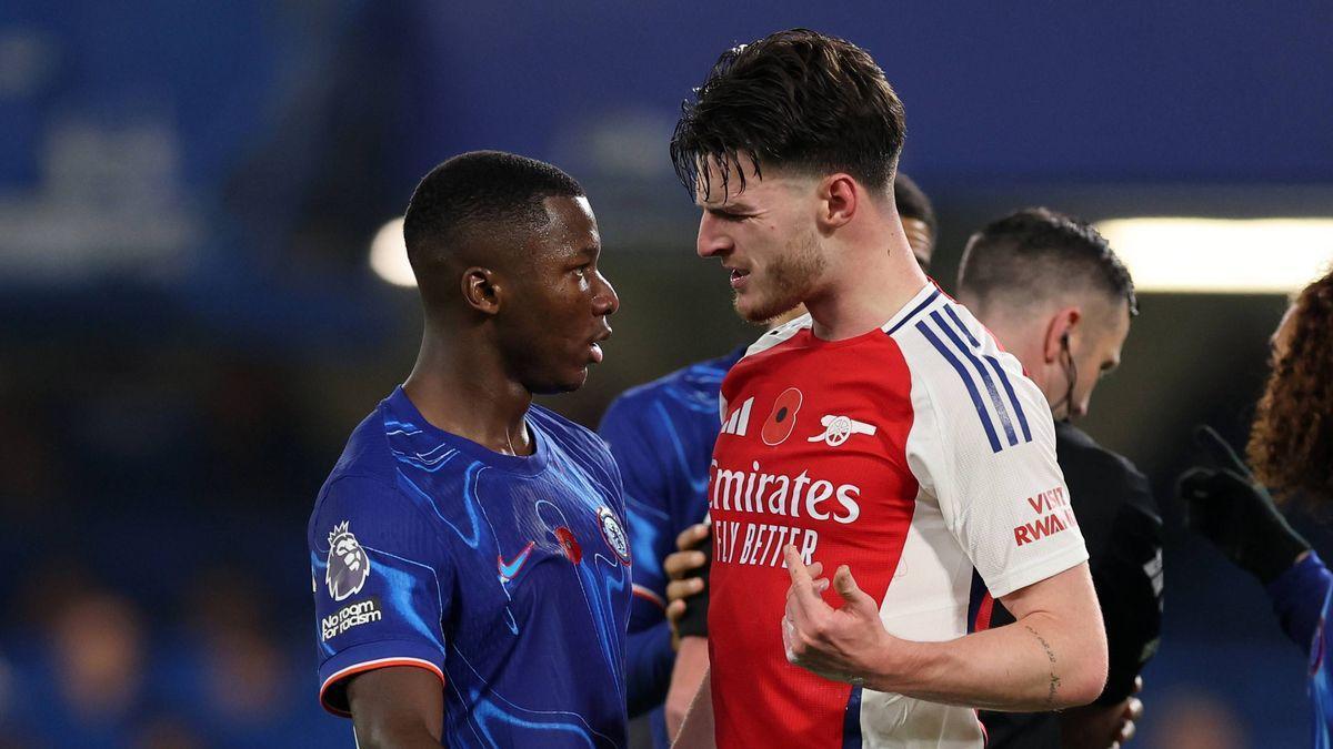 斯坦福桥火爆德比，阿森纳6人染黄，触