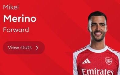 传射建功，梅里诺当选阿森纳vs小蜜蜂