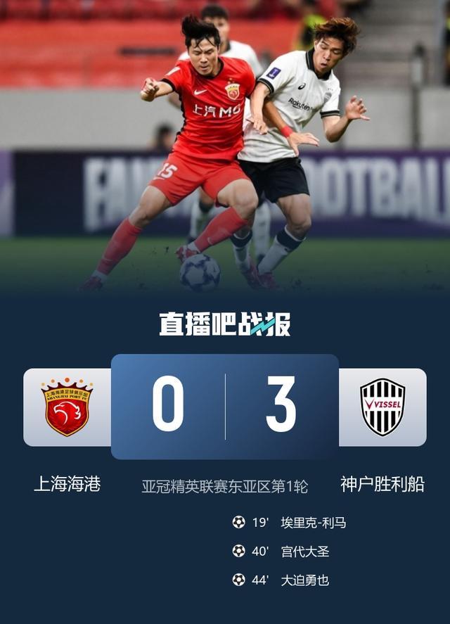 開門黑3！海港主場(chǎng)03神戶勝利船中超球隊(duì)亞冠精英賽首輪全敗