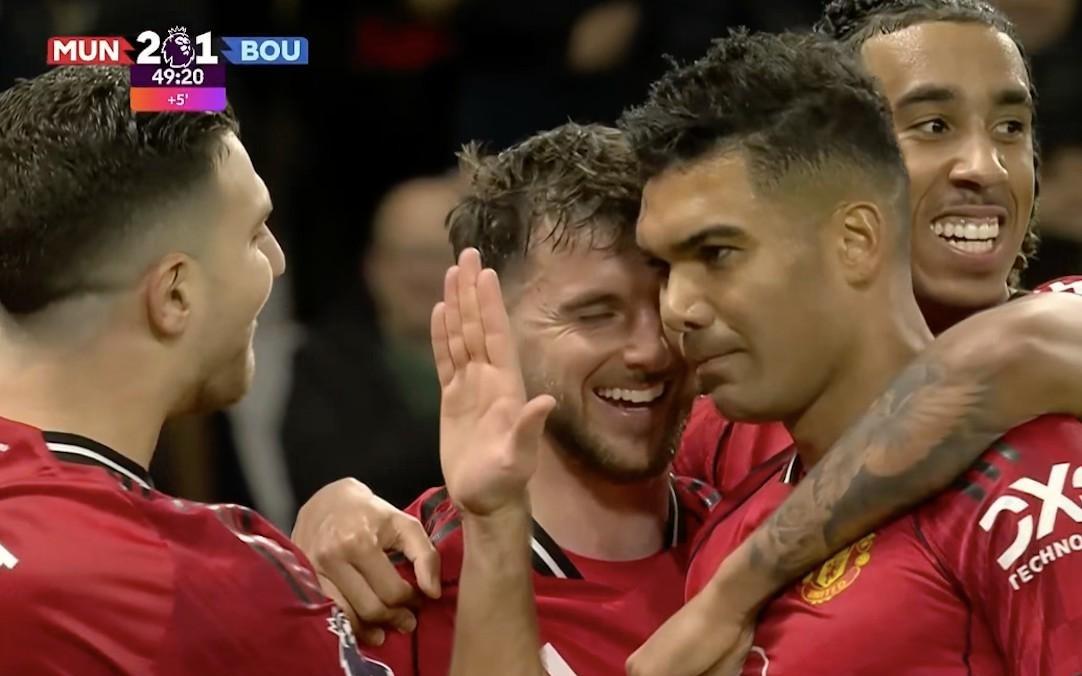 曼联本赛季英超已通过角球机会打入7球，仅次于阿森纳