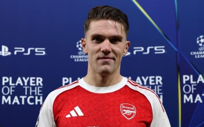 官方：哲凯赖什当选阿森纳40马竞一役全场最佳球员