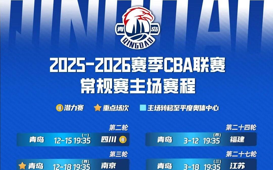 媒体预约20252026赛季CBA联赛青岛
