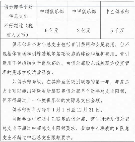 中国职业联赛财务指标：中超单个财年