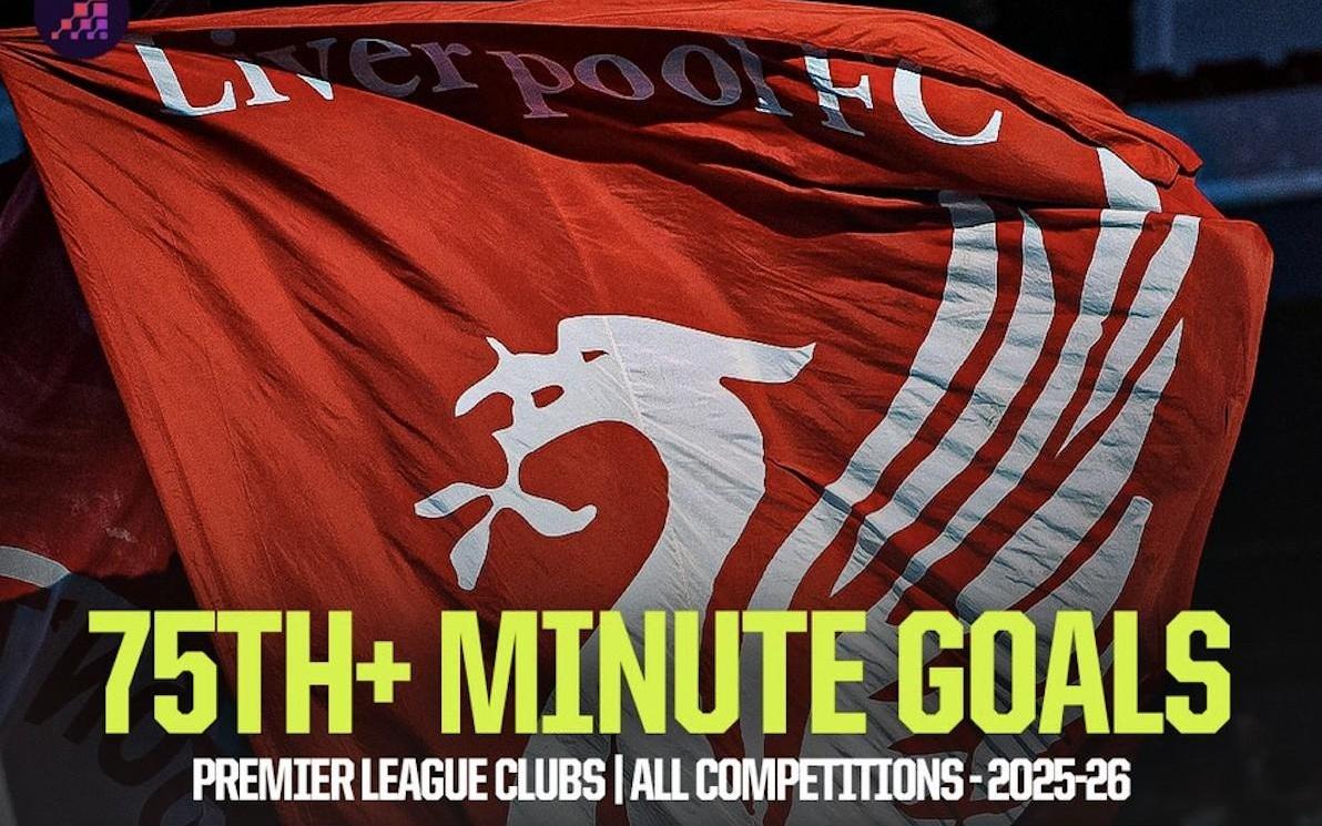 本赛季英超球队第75分钟后进球榜：布莱顿居首，利物浦第二