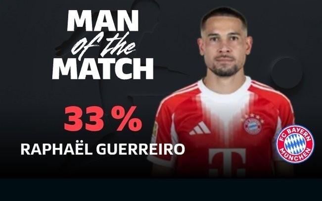 打进一球，格雷罗当选拜仁vs圣保利全