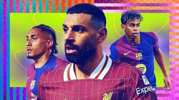 ESPN年度20大邊鋒：薩拉赫最佳，亞馬爾第2，梅西第8&杜埃第14