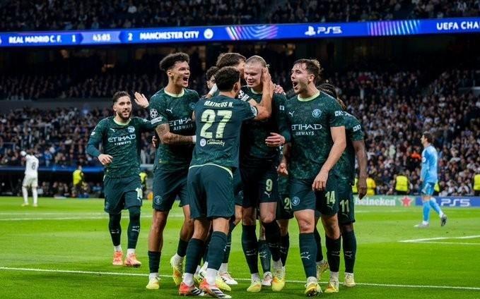 哈兰德连续4个欧冠客场进球，成曼城队史第三人