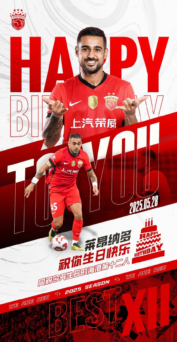祝萊昂納多28歲生日快樂同祝今天生日的海港第12人