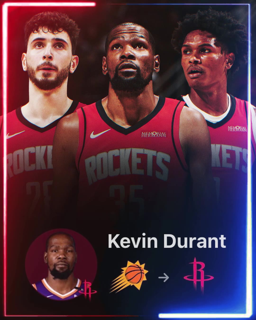 重磅引援！火箭全新三巨头：杜兰特+申京+阿门，天赋够不够顶