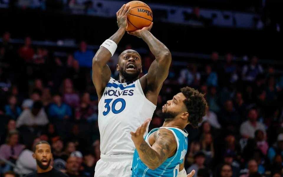 森林狼大胜黄蜂：兰德尔30+7连场30+布里奇斯30+8三球18+7+8